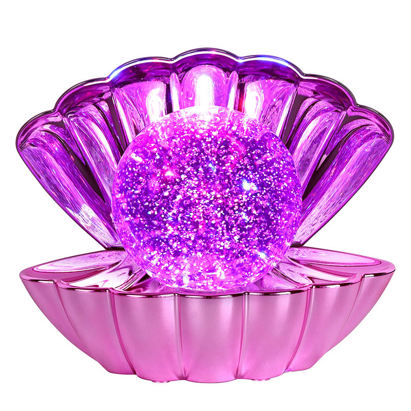 RGB školjkasta svetilka z bleščečo tekočino