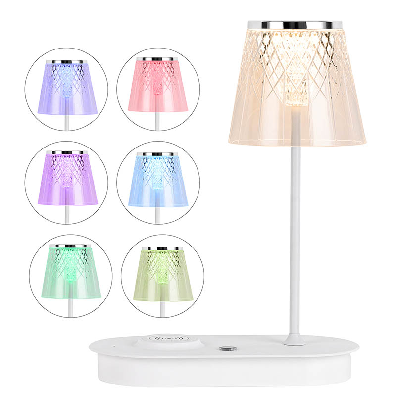 Transparent Shade LED namizna svetilka z brezžičnim polnilcem